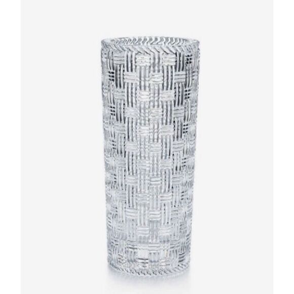 Tiffany & Co. Other - Tiffany & Co Crystal Vase 8" Cylinder Basket Weave Signed /Heavy Made in Germany